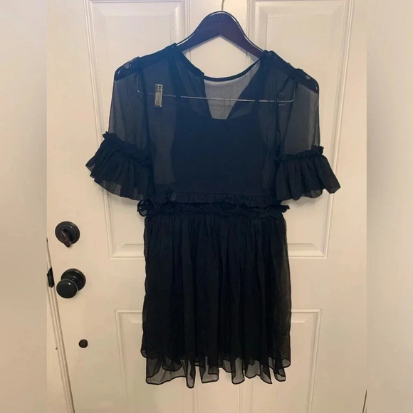Endless Rose Black Chiffon Mini Dress Size XS NWT - Picture 2 of 7